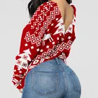 Sexy 2021 Sexy Halter Pattern Crop Top Autumn Sexy Christmas Clothes Red Jacquard Sweater