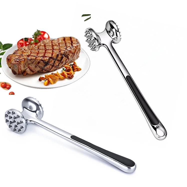 DD386 Kitchen Stainless Steel Double-sided Meat Hammer Crack Pound Loose Meat Knock Tools Steak Meat Hammer