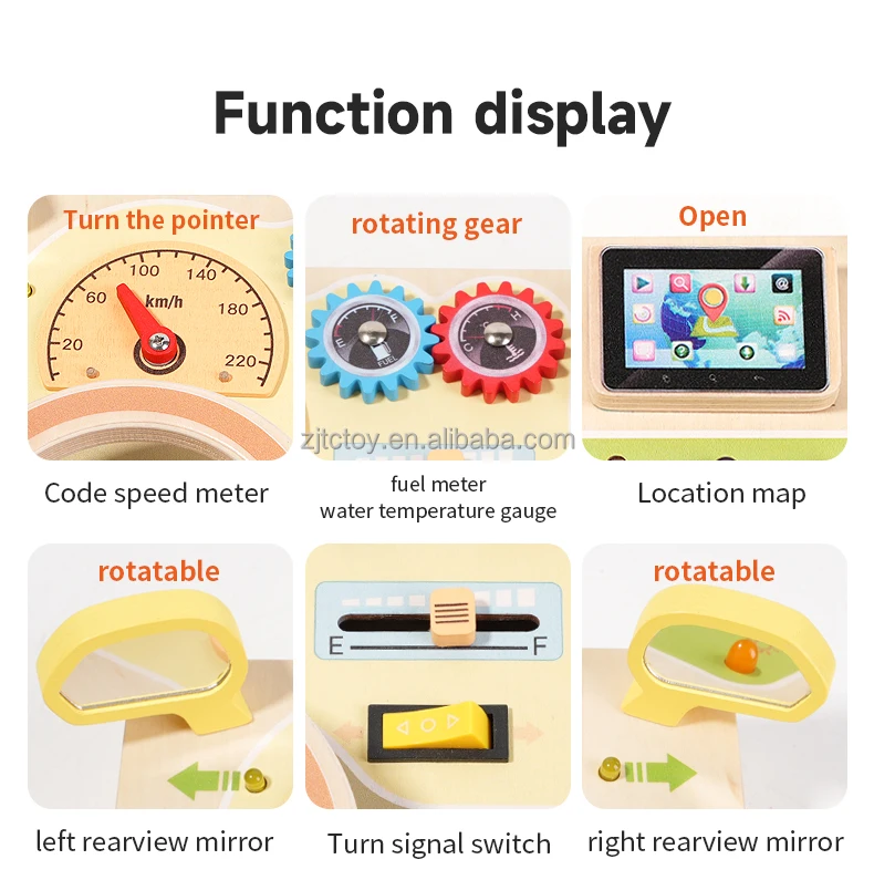 Multifunktionales elektronisches Beschäftigungsbrett, Baby-Sensorikbrett aus Holz, analoges Lenkrad, Montessori-Spielzeug mit LED-Lichtdetails