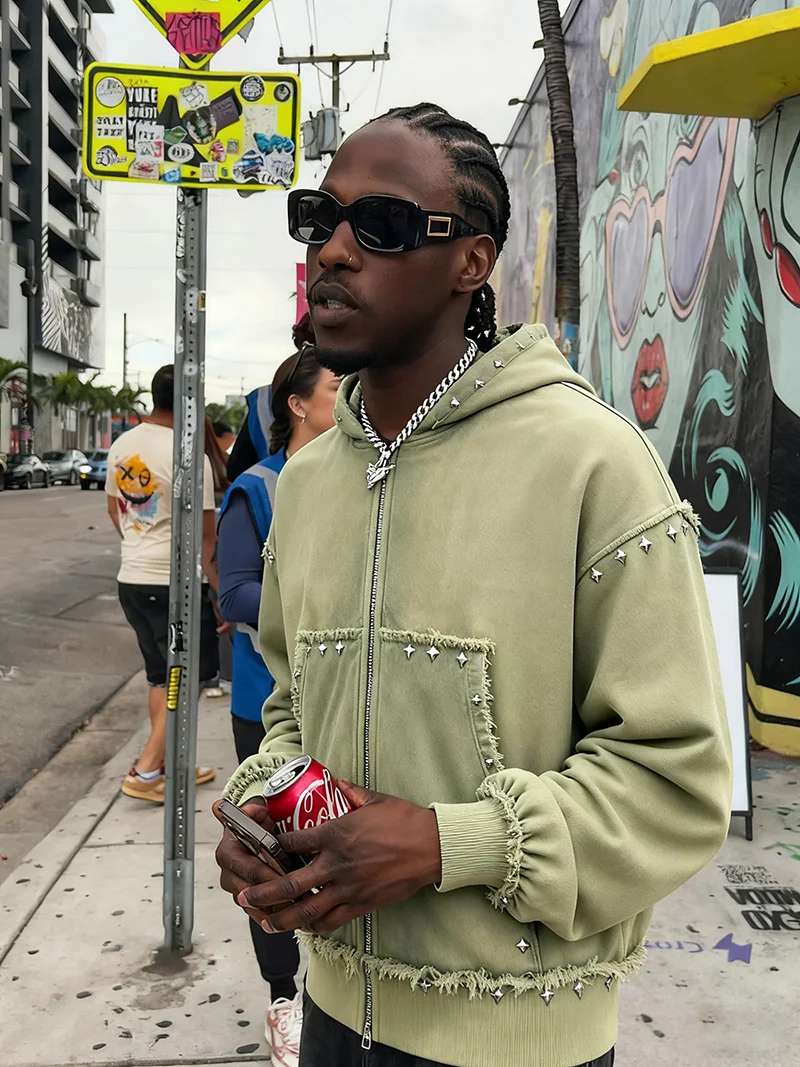 product heavyweight 100 cotton blank double zipper hoodies french terry oversized hoodie men custom embossed logo boxy hoodie for men-3