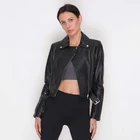 Fashional Leather Jacket Jackets Lady's High Quality New Fashional Lamb Leather Crop Motor Jacket With Zips