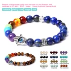 Bracelet Gemstone Healing 7 Chakras Beads Fatima Palm Eye Stone Bracelet