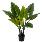 80cm New Indoor Garden With Dense Red And Green Artificial Plants Alocasia Macrorrhizos