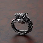 Ring Aizhilin Anillo Acero Inoxidable New Fashion Personality Vintage Style Exaggerated Open Finger Dragon Ring For Men