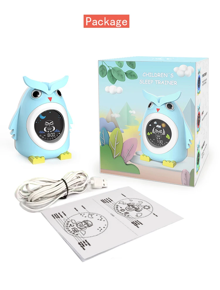 Lovely Kids Table Lamp Cartoon Cute Owl Digital Alarm Clock Children Sleep Training Toddler Led Table Night Lights