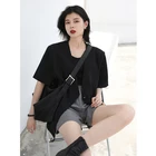 Wear CHIC VEN Simple V-neck Short Sleeve Women Blazer Suits Ladies Ofiice Wear Plus Size Casual Tops