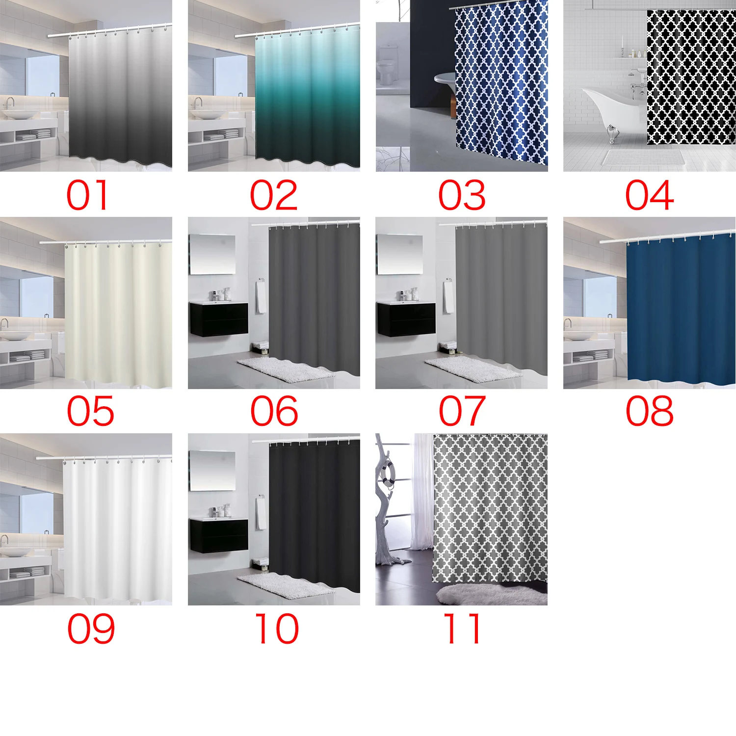 A3371 Plain shower waterproof curtain custom shower toilet bathroom partition curtain shower curtains