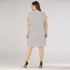 Spring and summer large women's V-neck casual printing loose short sleeve dress in four colors plus size dresses 4xl