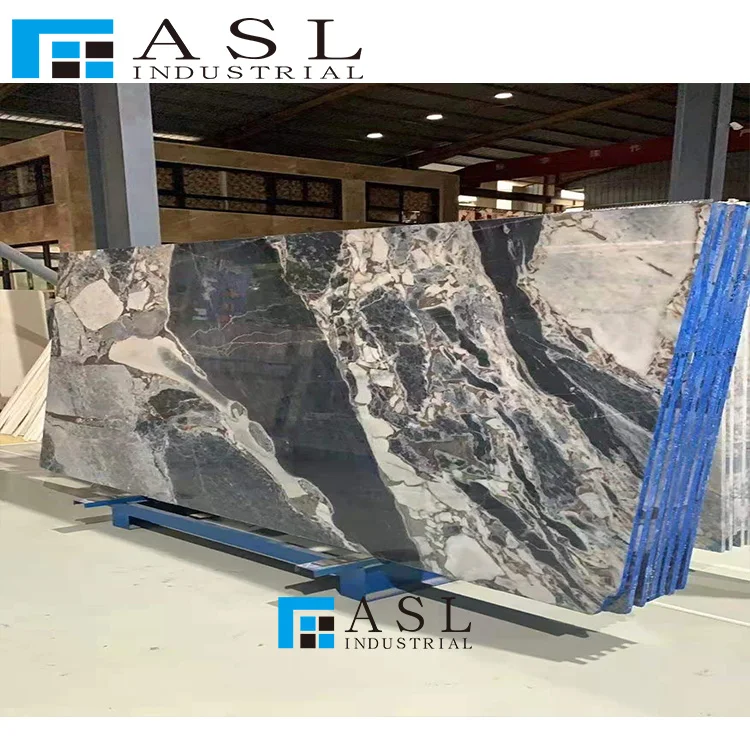 Breccia blue natural stone slab tile for Wall Floor Design