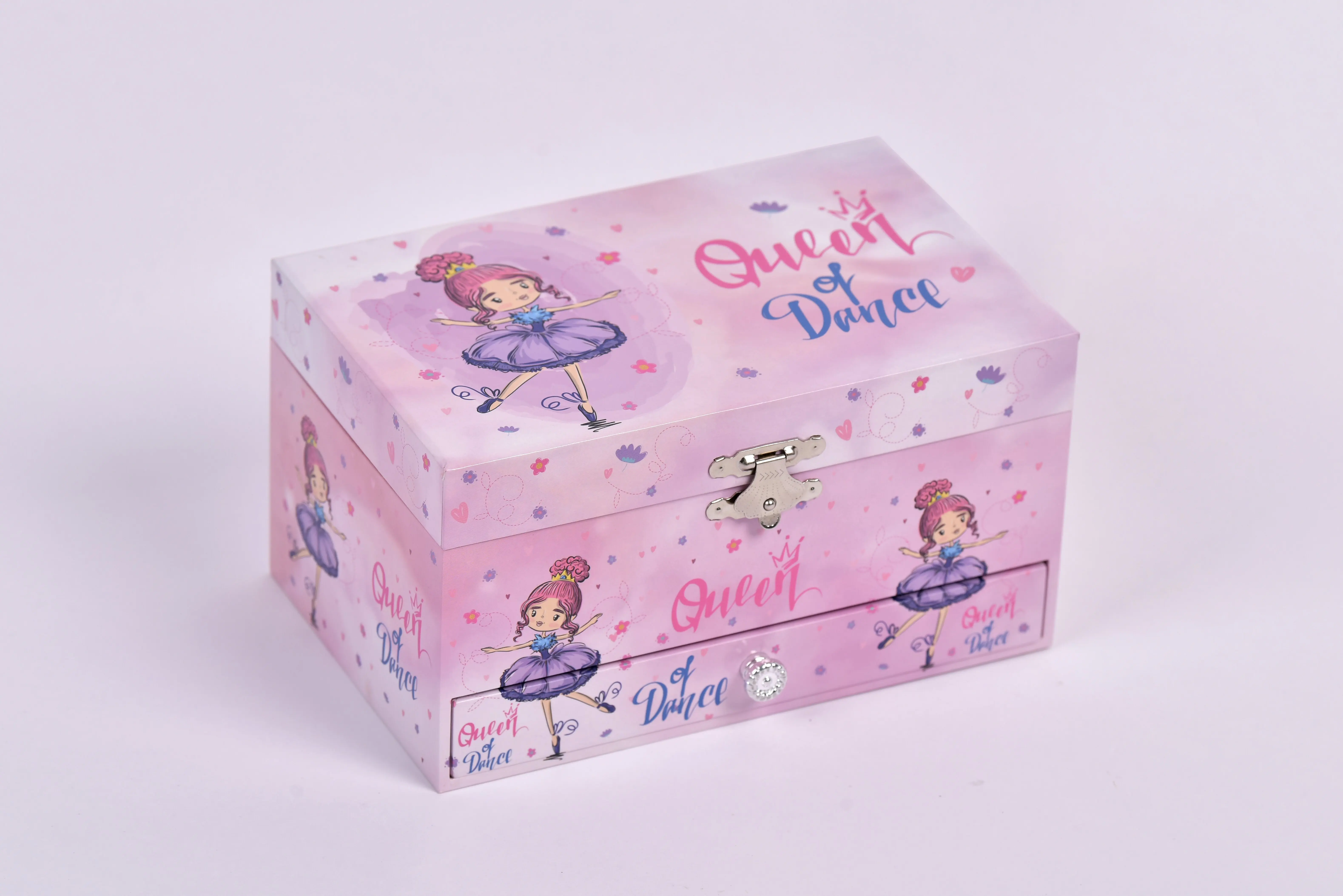 Ever Bright Custom Hot sale Unicorn 7 inch MDF Paper Wooden Ballerina Jewelry Music Box For Baby Girl Gifts