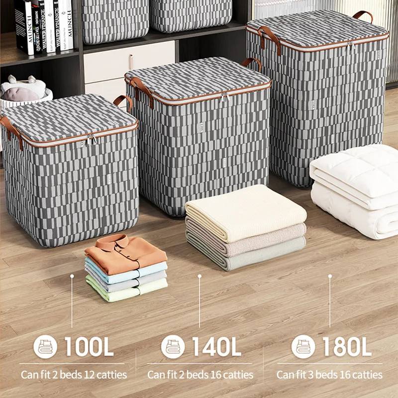 Quilts Storage Bags with Zipper Foldable Thick Non-woven Moving luggage Bags Large Organizers for Blankets Pillow