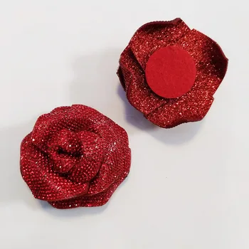 Wholesale Fashion Red Color 3" Rhinestone Rose Applique Patch Sew On Applique DIY Accessories Flower Appliques