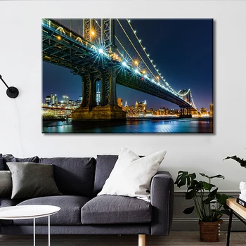 Led Lights Frame Wall Nordic Poster Art Home Decor Urban Night Scene Modern Posters Printing Canvas Painting