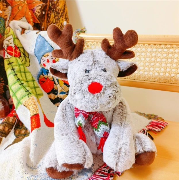 Stuffed Animal Elk Plush Toy Christmas doll Moose With the bell Fashion Xmas Gift Custom OEM Kids Plush Reindeer Deer Soft Toy