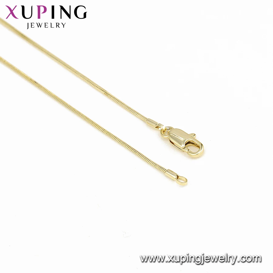 46918 xuping jewelry neutral simplicity chain necklaces 14k gold plated classical snake chain necklaces