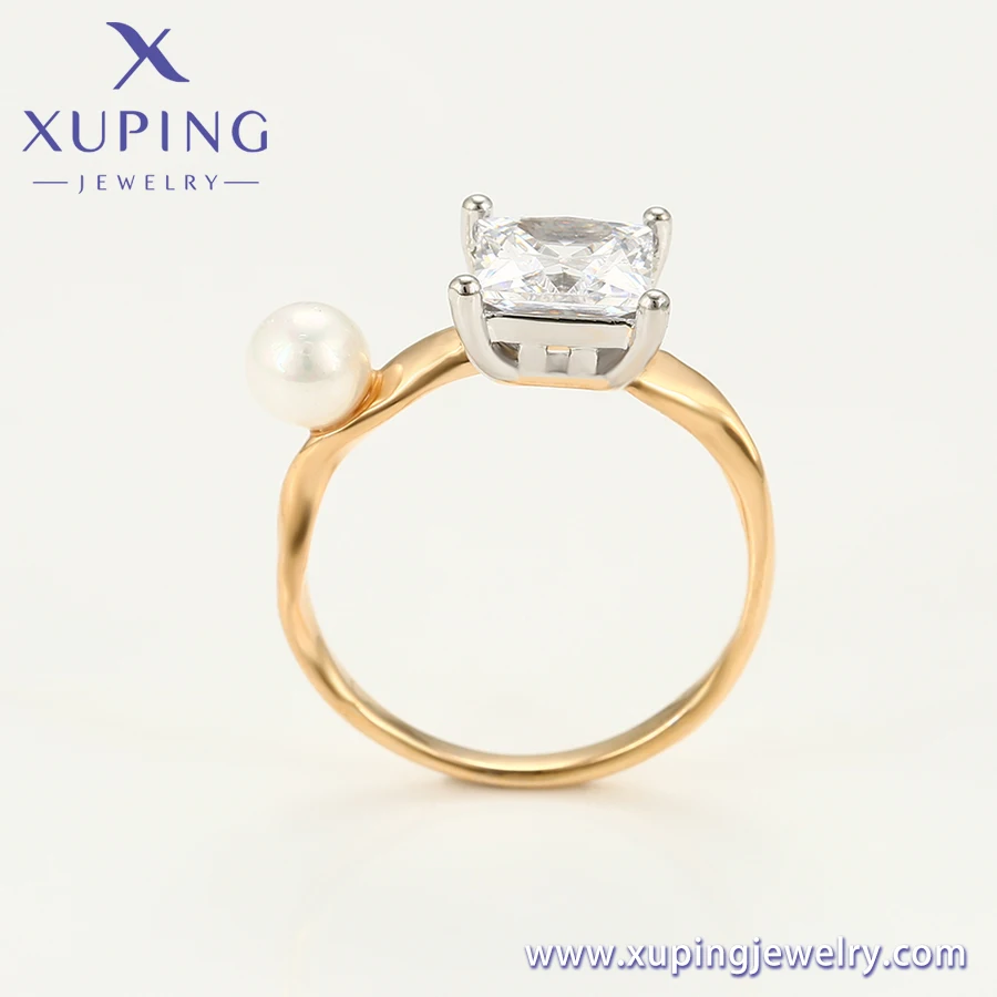 A00659246 xuping jewelry Elegant and charming temperament big diamond pearl multi-color couple wedding ring