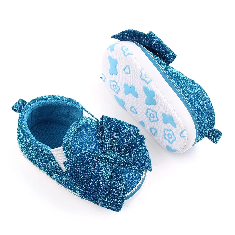 New design blingbling bow-knot solid baby shoes girls soft sole newborn walking toddler shoes manufacture