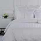 Stripe Bedding Bed Sheet Luxury 5 Star Quality Stripe White 100 Cotton Linen Sheet Bedding Set Hotel Bed Sheets