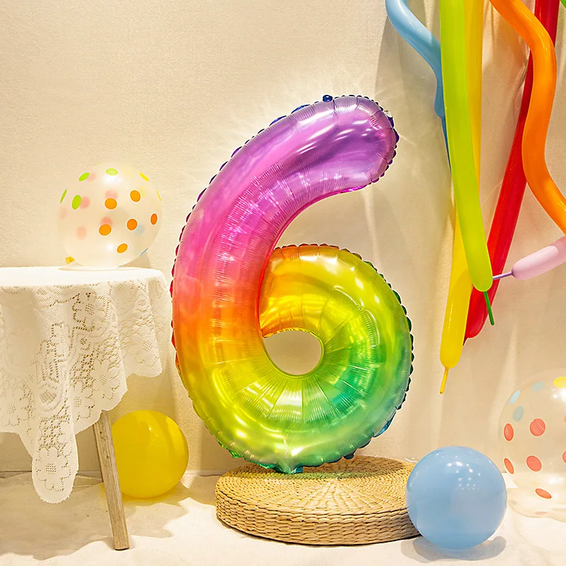 Hot sale 32 inch Jelly color number 0-9 aluminum foil balloon birthday party wedding decoration number balloon wholesale