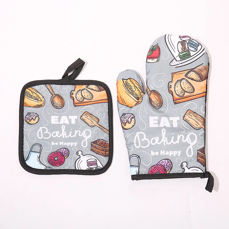OEM & ODM Thickening Kitchen Double Oven Mitt Glove Customized Heat-Resistant Pot Holders Sets