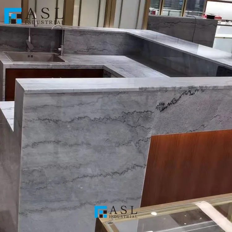 Luxury Bruce Book Match Natural Grey Marble Floor Tile Stone Slabs