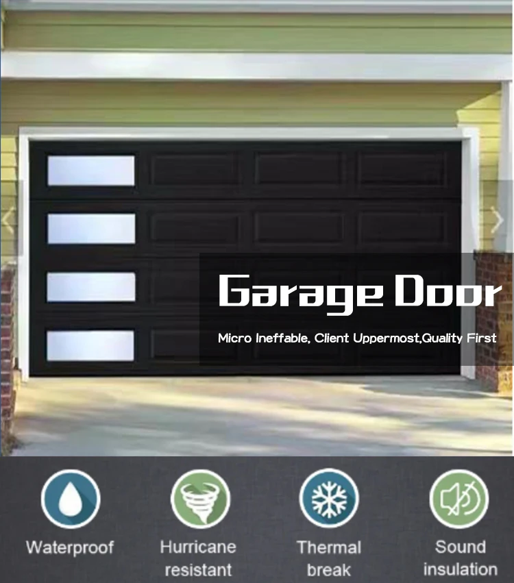 Custom Luxury Modern Glass Automatic Aluminum Garage Door With Motor