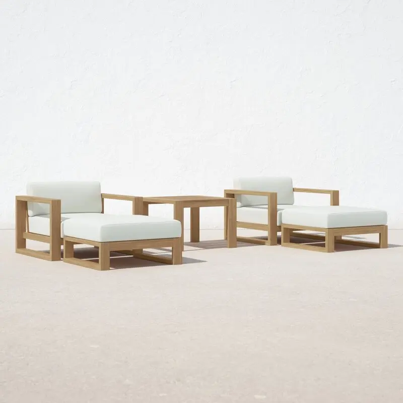 outdoor patio furniture Villia garden Teak set Patio Solid Wood 5 pieces sofas sectionals with cushion