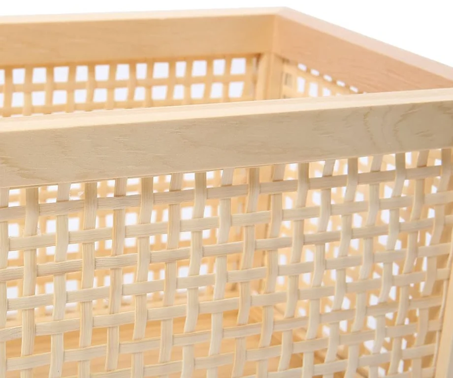 Desktop storage basket sundry office drawer storage box wood frame storage basket