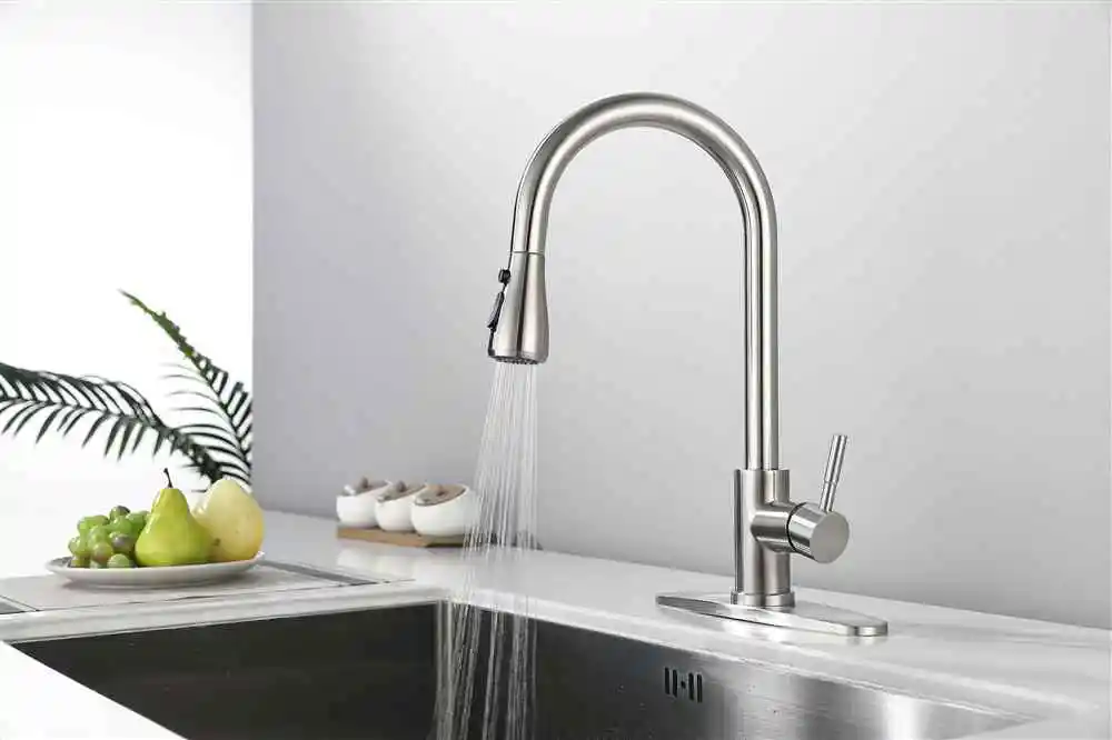 product brass  sus304 stainless steel hot and cold mixer tap   brushed gold  matte black kitchen faucet mixer tap524-56