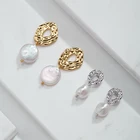 Metal Earrings Earrings High Quality Vintage Irregular Metal Pearl Pendant S925 Sterling Silver Earrings For Women