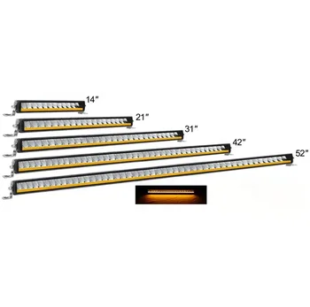 Suitable for off-road switchable LED two-color single row combination light work light bar off-road screwless amber white