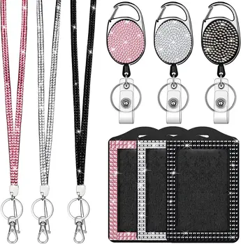 BSBH 2023 Popular Handmade Colorful Rhinestone Neck Lanyard With ID Card Badge Holder