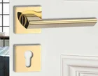 Zinc Alloy Handle 24K Gold Luxury PVD Satin Brass Plated Square Rose Door Lever Handle Zinc Alloy Material