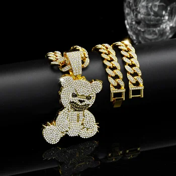 Factory direct punk charms fashion bear necklace offensive for man