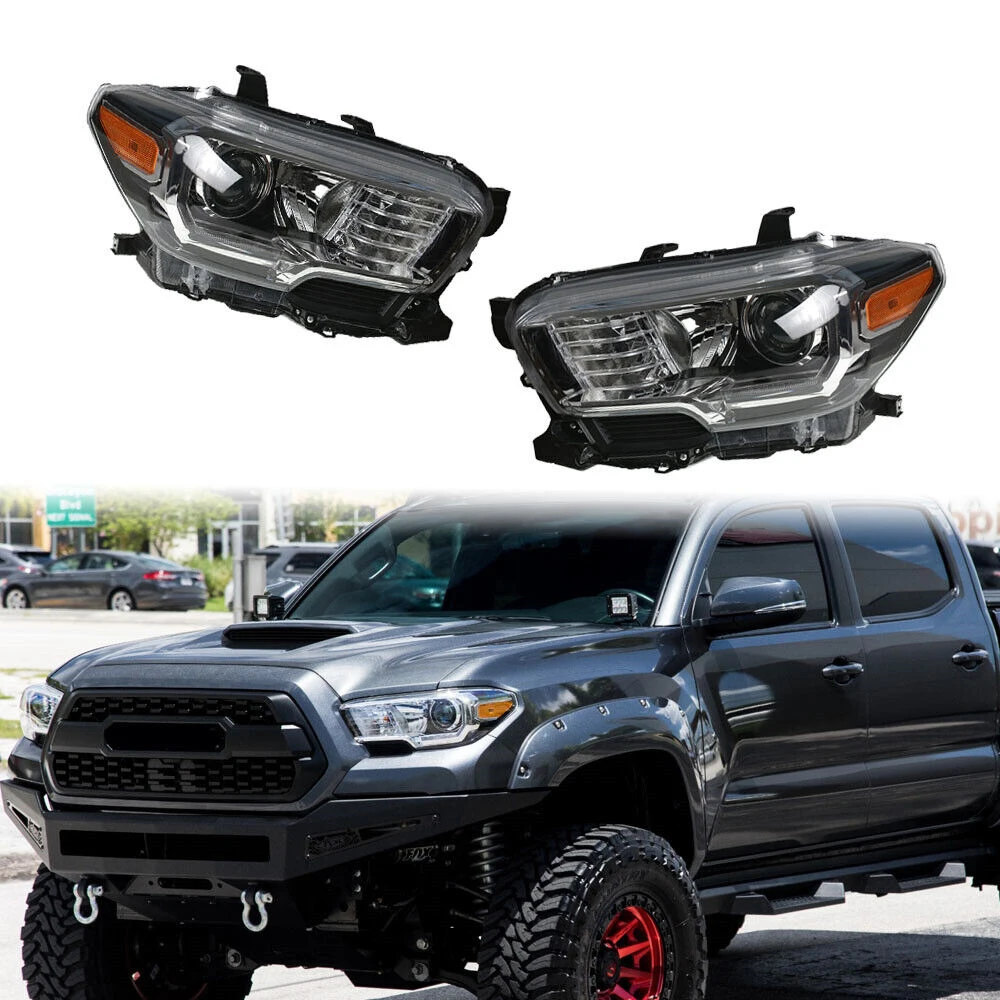 tuote autonosat oem auton kori led halogeeni tyyppi musta kotelo vasen oikea ajovalon ajovalo 2016 2019 toyota tacoma-36