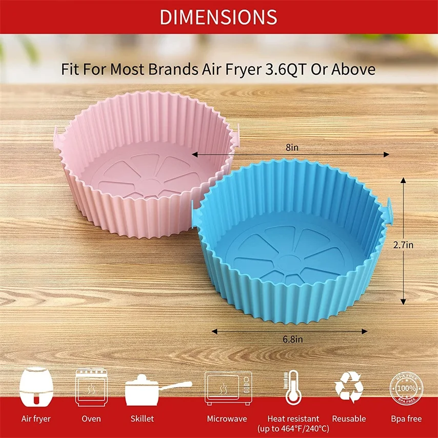 Inch Non Stick Reusable Food Grade Air Fryer Silicone Pot Basket