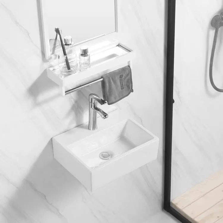 Tarpul Factory Price White Rectangular Small Size Ceramic Countertop Basin Art Basin for Lavatory Bathroom supplier