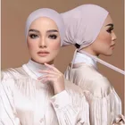 Newest Islamic Muslim Ruched Elastic Cotton Jersey Stretch Tie Back Underscarf Hijab