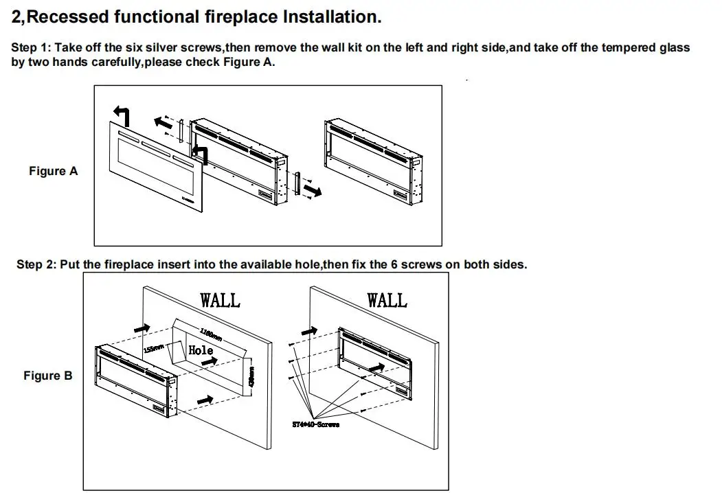 Electric Fireplace, 50-Inch, Wall, 120V - detail 32