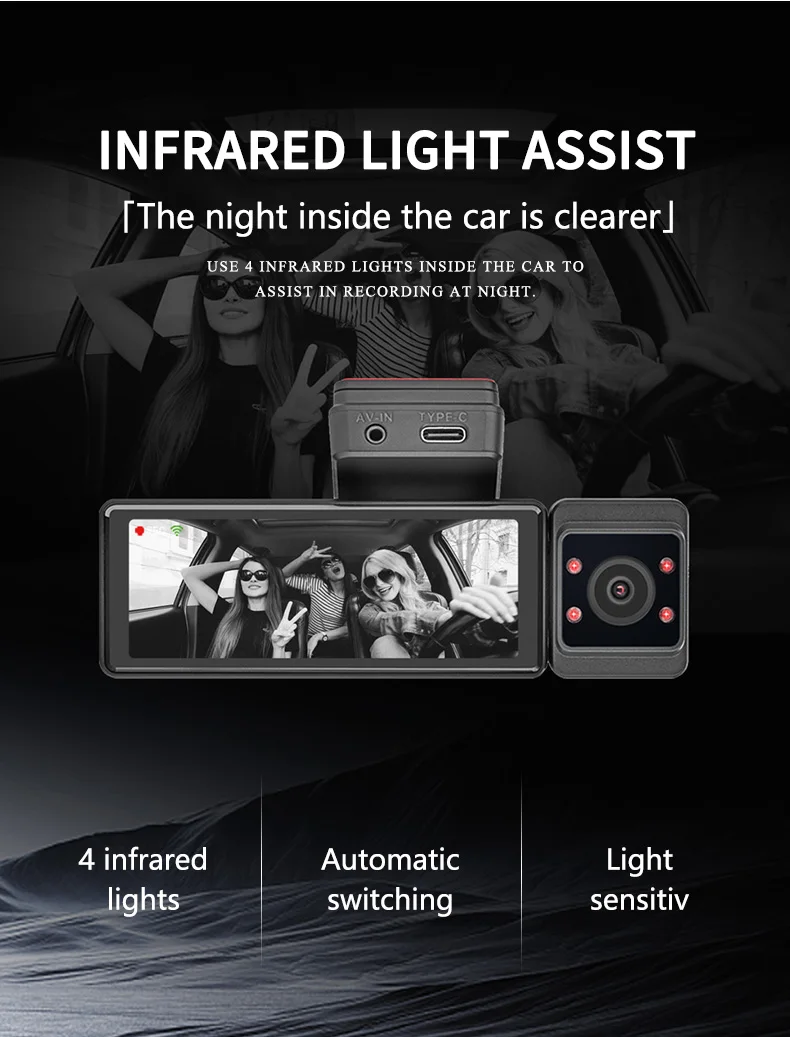 Dash Cam WIFI Front In-car Rear 4k Dvr 3 Channel 4k GPS Black Box with 3.16 Inches for Wireless Discreet Hidden Installation supplier