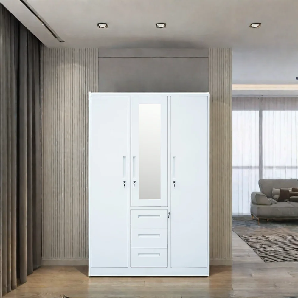 Hot Drawer Design With Mirror Cheap For Sale Wardrobe In White Color