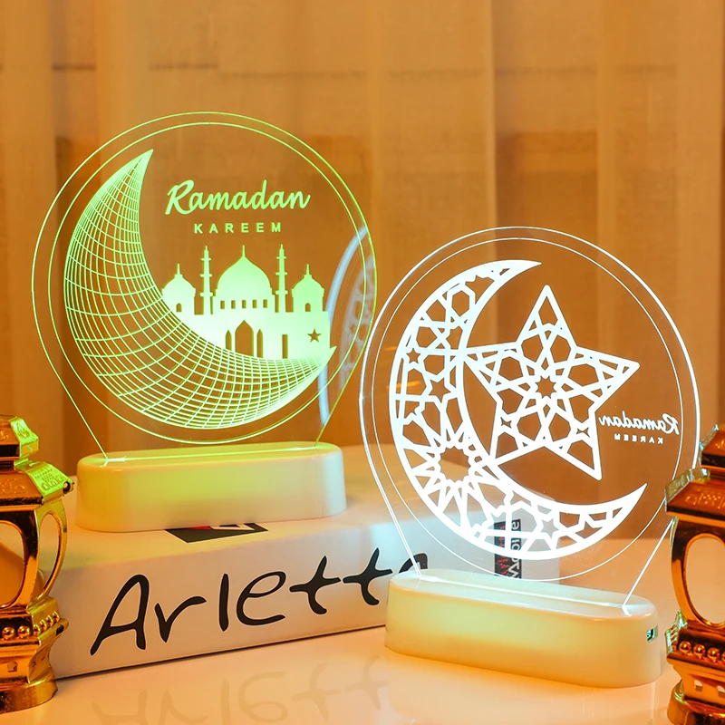 2021 New Design Muslim Eid 3d Led Moon Castle Decoration Light Party ...