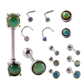 2022 Design Changing Color Labret Nose Tongue Nipple Rings Sun Temperature Stone Change Earring Piercing Jewelry