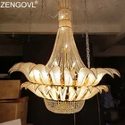 ZENGOVL Modern Hotel Lobby Corridor Chandelier Villa Wedding Petal Chandelier Golden K9 Crystal Chandelier Luxury