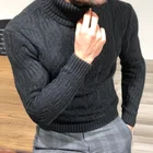 Sweater Men's Sports Solid Color Thick Needle Sweater Turtleneck Slim Black Pullover Knitwear