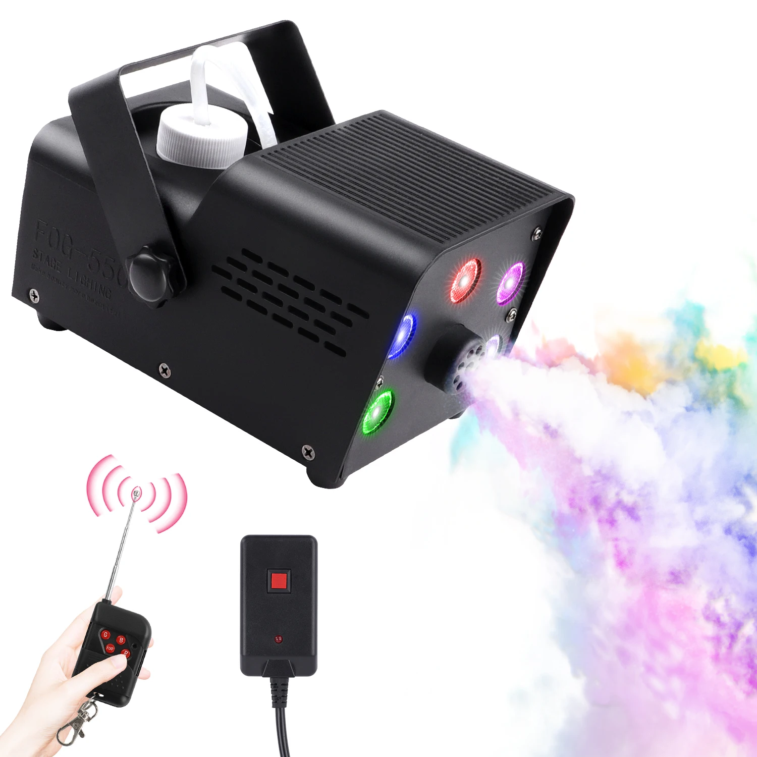 Fog Machine with LED Lights Potable Smoke Machine with Wireless Remote Controls 500w DJ Stage Fog Atmosphere Maker for Halloween Christmas Wedding Parties 