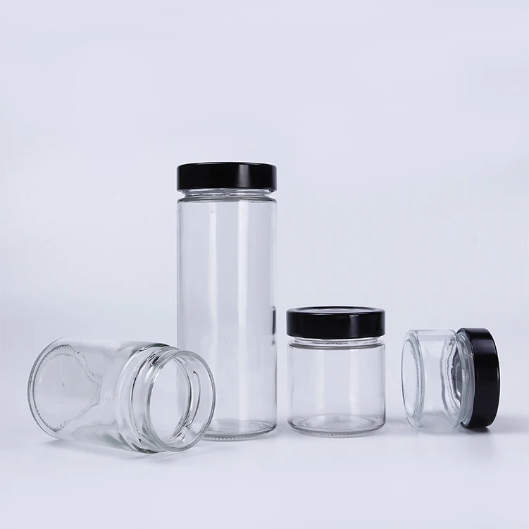 High Airtight Cookie Candy Jar Clear Custom 314ml Ergo Jar Food Grade Round Flower Glass Jar