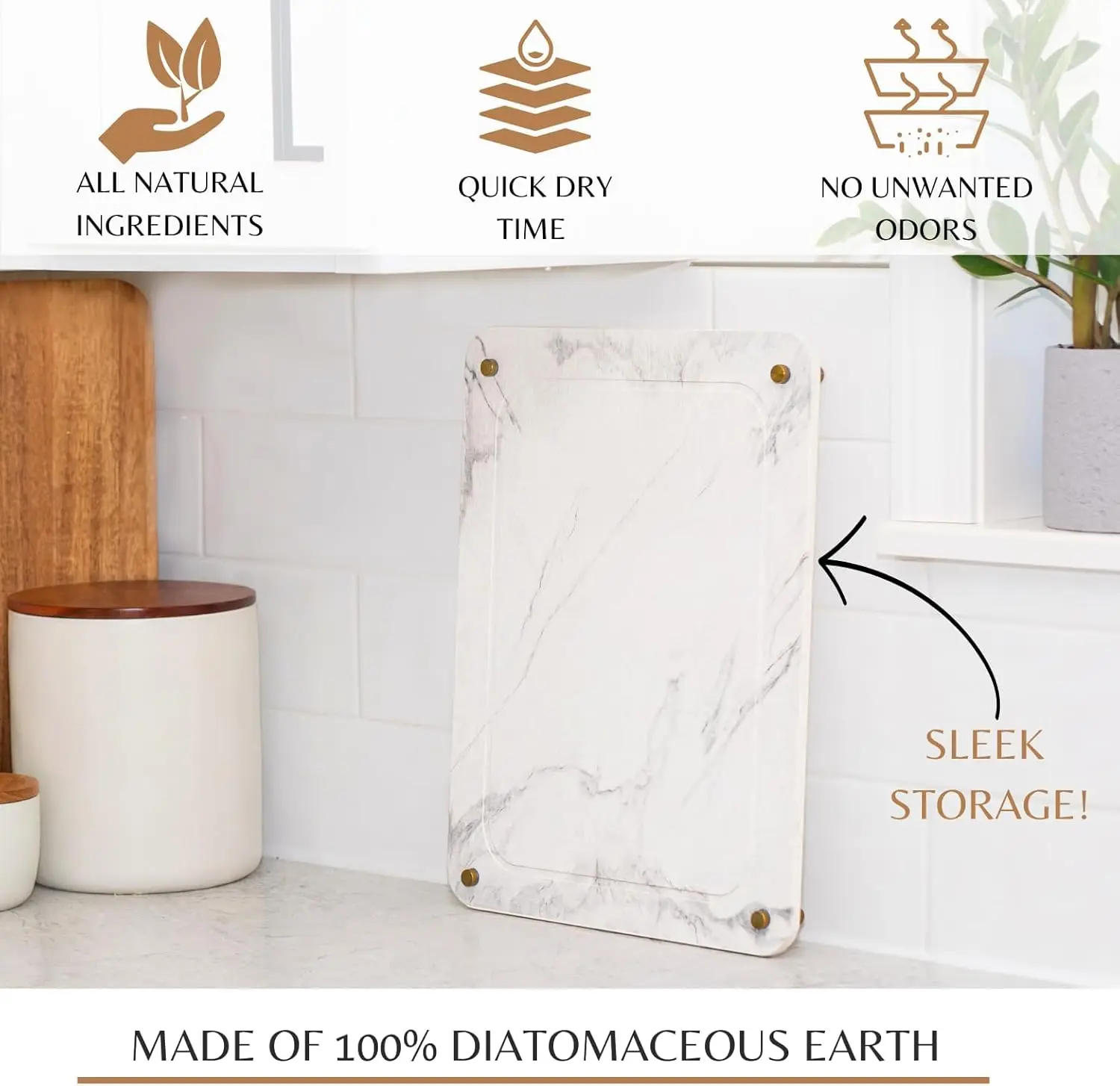 Quick Dry Diatomite Stone Sink Tray Stone Drying Mat for Kitchen Counter Storage Holders & Racks