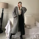 Fur White Chunky Wholesale Oversized Ladies V Neck Fur Korean Knit Plus Size Women Long Sweater Cardigan