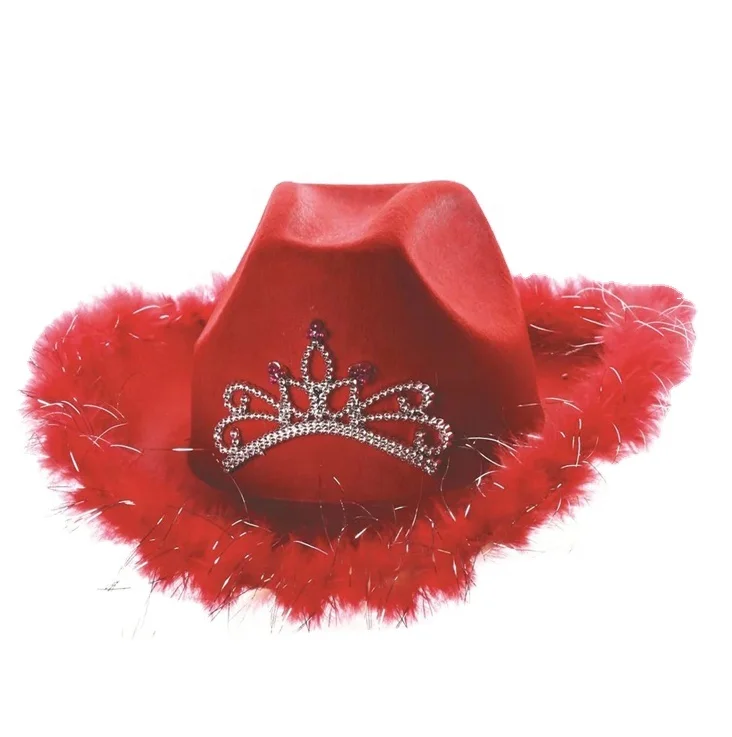 red cowgirl hat with tiara